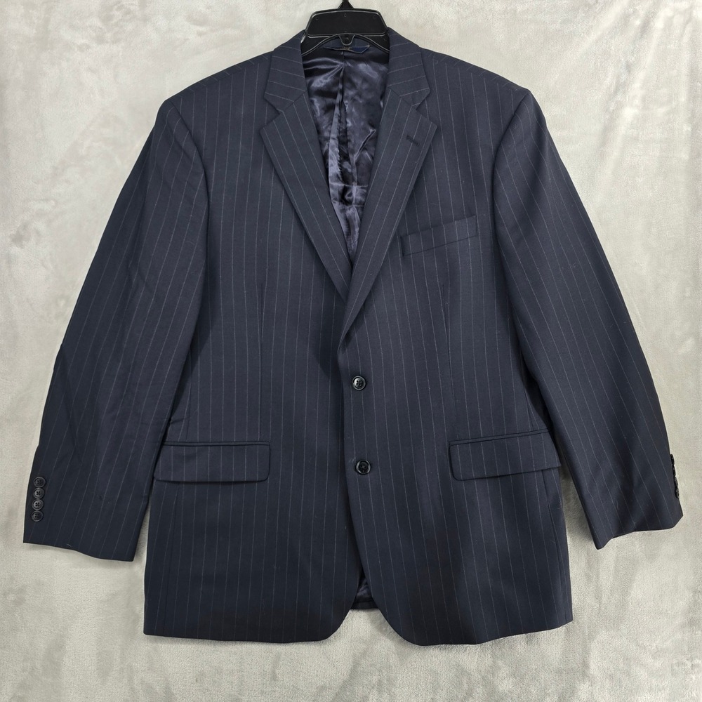 Brooks Brothers 346 Mens 45R Navy Blue Pinstripe Stretch Wool Blend Blazer